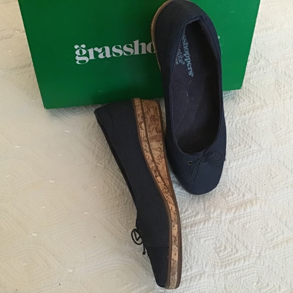 Grasshoppers Ortholite Navy Cork Wedge